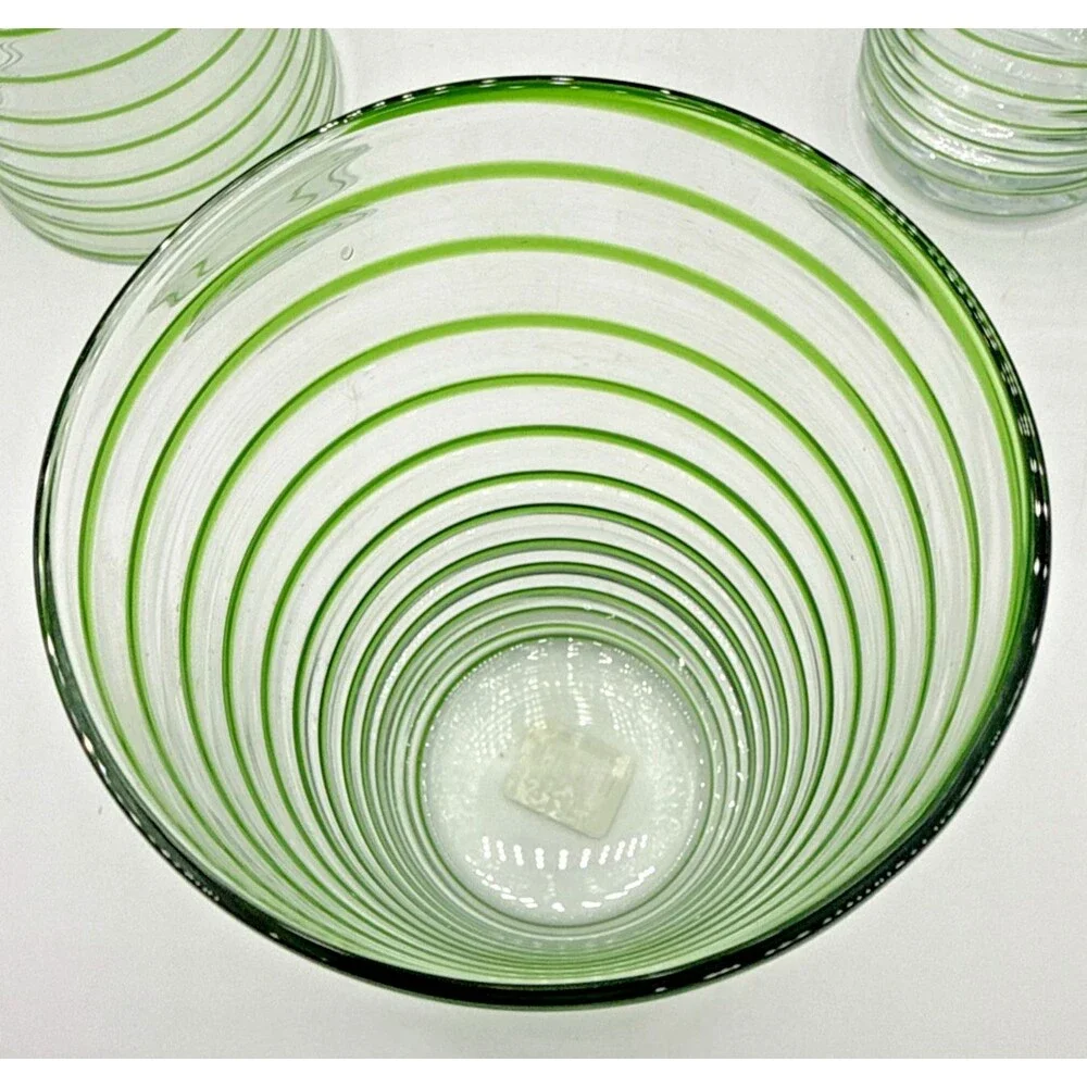 Crate & Barrel Green Swirl Tumblers Set Of 3 20 Oz New 379-077 Holiday
